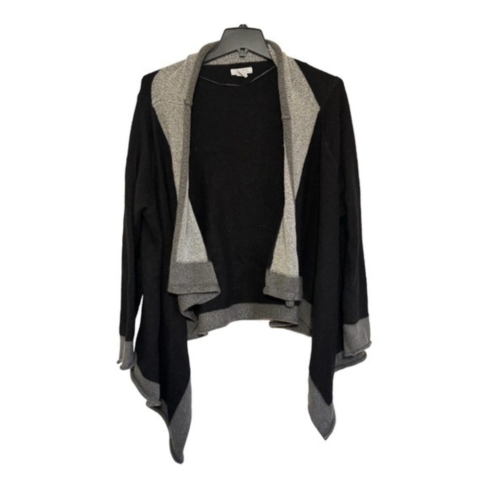 PURE Alfred Sung Womens Cardigan Sweater Waterfall Front Black Gray Size XXL
